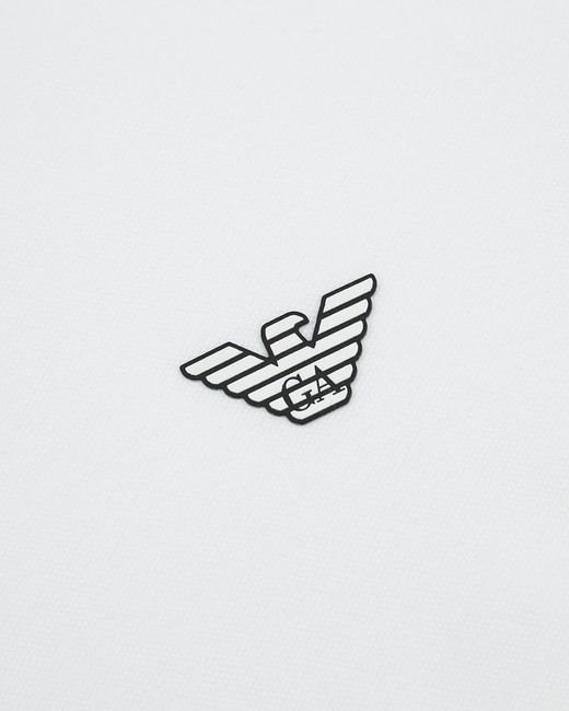 Emporio Armani White Striped-Trim Logo Polo Shirt for men