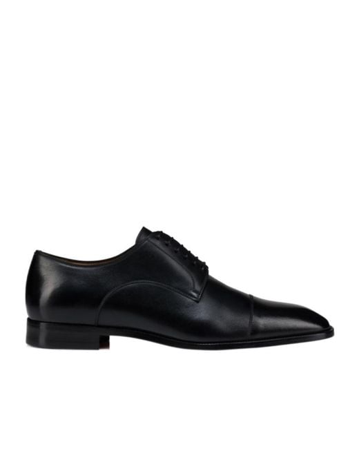 Christian Louboutin Black Almond Toe Lace-Up Shoes for men
