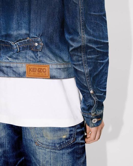 KENZO Blue Logo Patch Denim Jacket for men