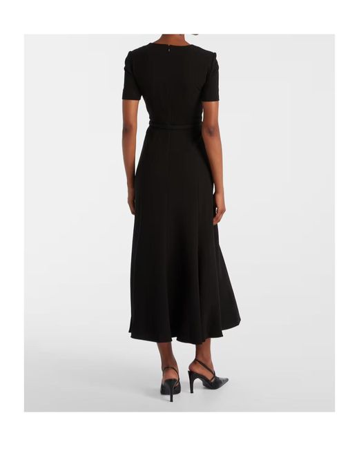 Roland Mouret Black Belted Crêpe Midi Dress