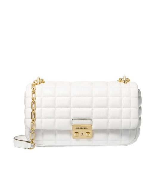 Michael Kors White Michael Tribeca Large Quilted Shoulder Bag