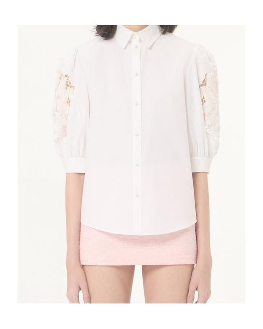 Valentino White Embroidered Button-Up Poplin Shirt