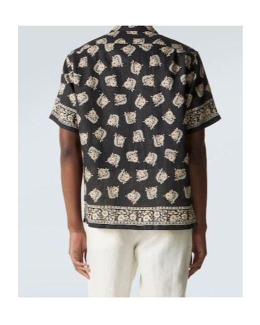 Ralph Lauren Black Printed Linen Shirt for men