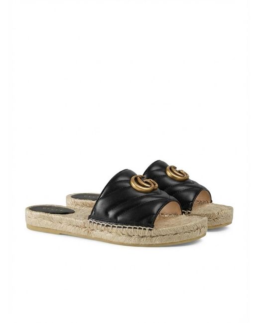 Gucci Black Leather Espadrille Sandal
