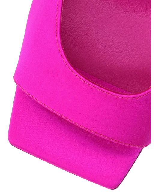 The Attico Pink The Devon Square-Toe Satin Finish Mules