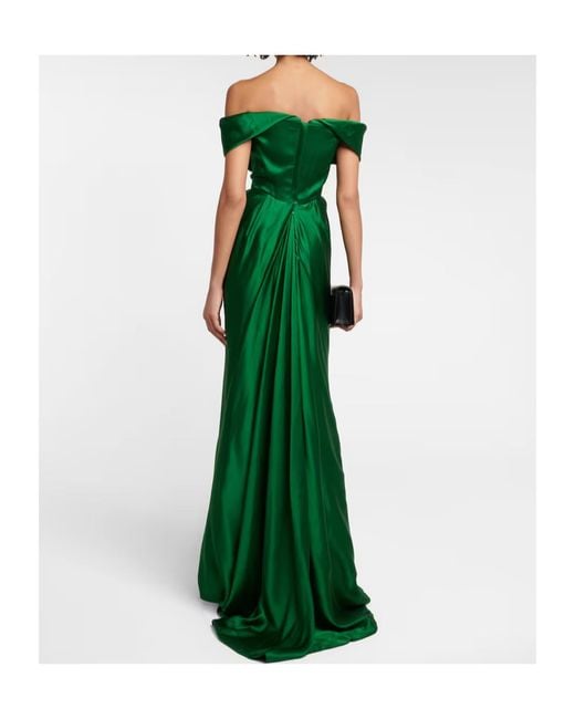 Vivienne Westwood Green Off-Shoulder Satin Gown