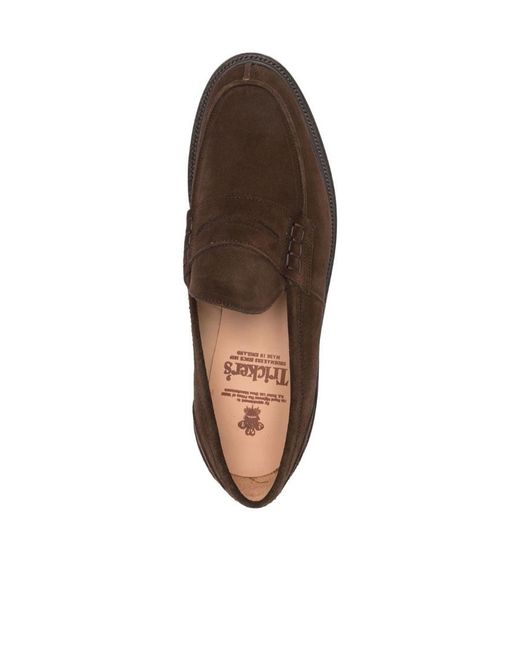 Tricker's Brown James Suede Penny Loafers for men