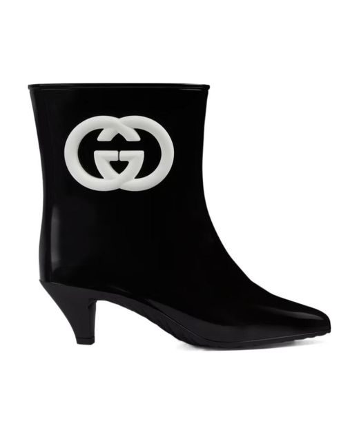 Gucci Black Interlocking G Rubber Bootie