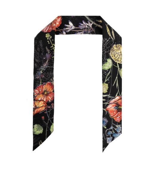 McQueen Black Spider Floral Scarf