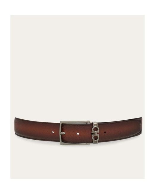 Ferragamo White Ferragamo Reversible Leather Belt for men