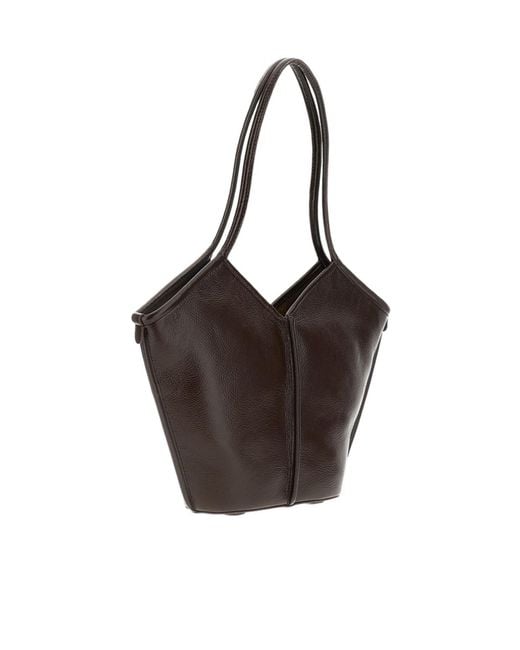 Hereu Brown Calella S Leather Tote Bag