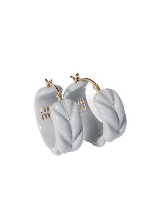Miu Miu White Matelassé Earrings