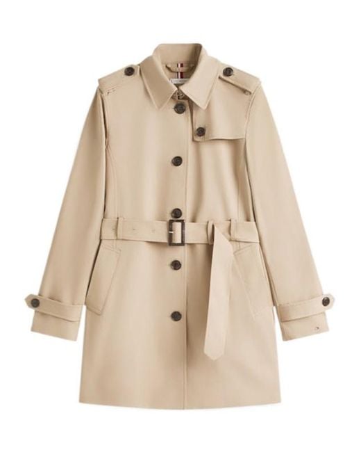 Tommy Hilfiger Natural Long-Sleeved Trench Coat