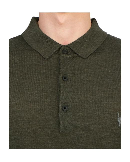 AllSaints Green Long-Sleeved Polo Shirt for men