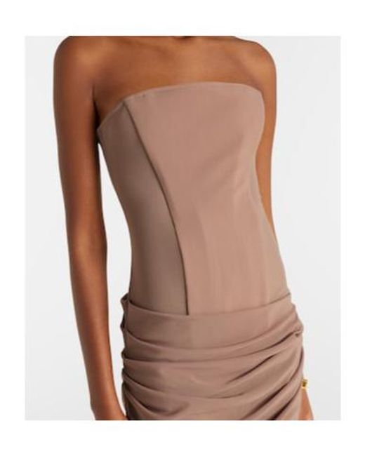Alex Perry Brown Semi-Sheer Strapless Gown