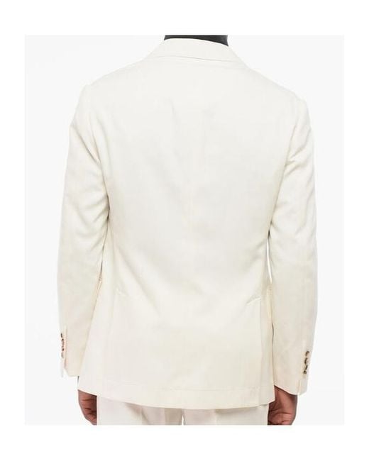 Brunello Cucinelli White Single-Breasted Silk Blazer for men