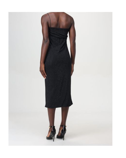 Philosophy Di Lorenzo Serafini Black Embellished Square Neck Midi Dress