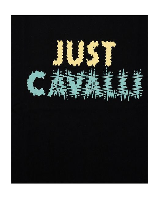 Just Cavalli Black Contrast Logo Print T-Shirt for men