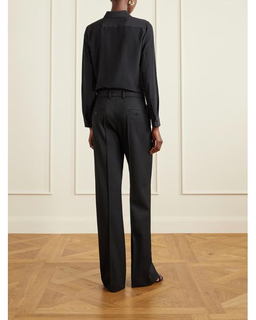 Nili Lotan Black Etoile Wool Twill Straight Leg Casual Pants