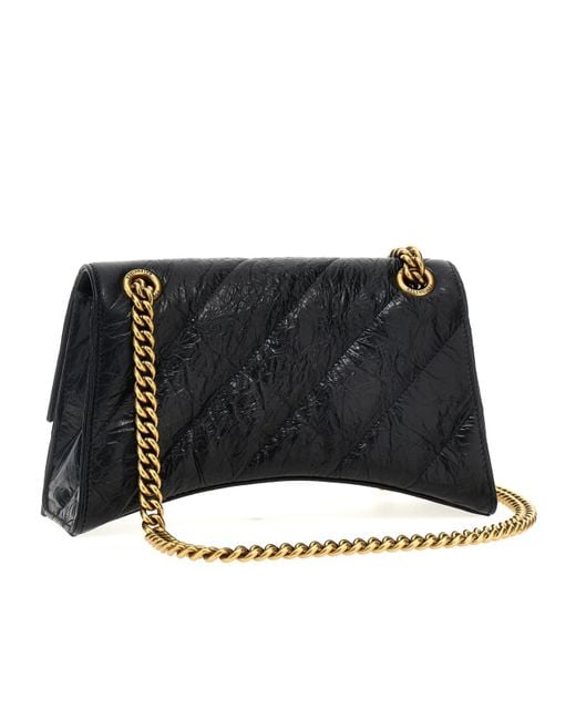 Balenciaga Black Small Crush Shoulder Bag