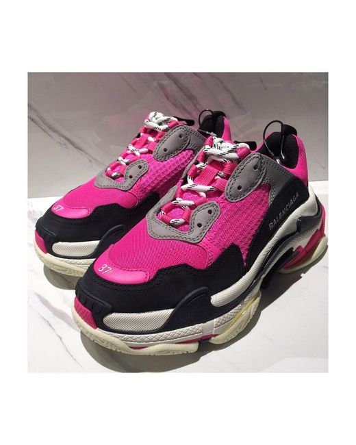 Balenciaga Pink Triple S Color-Matching Casual Sneakers