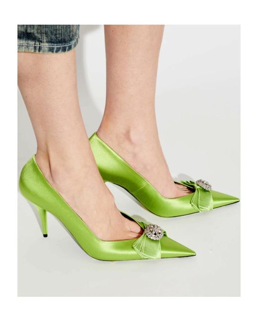 Balenciaga Green Avenue Palazzo Pointed-Toe Pumps