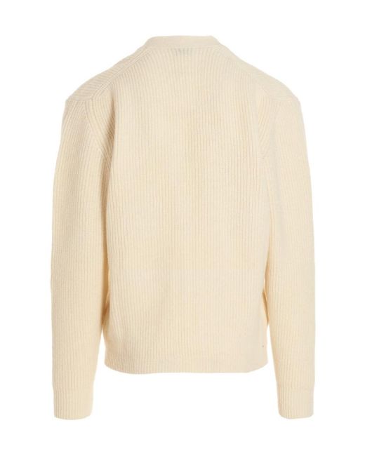 Lemaire Natural Wool Knitted Cardigan for men