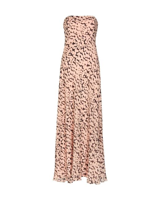 Staud Pink Cassie Tortoise-Print Silk Midi Dress