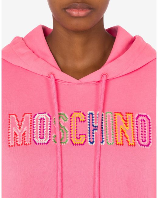 Moschino Pink Crochet Logo Sweatshirt