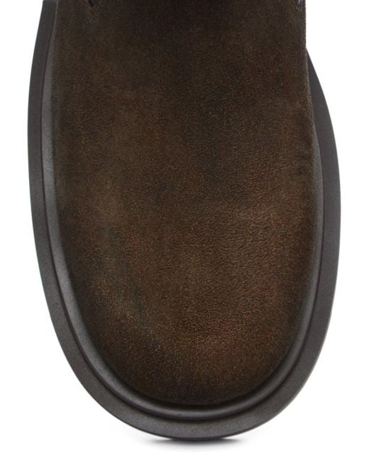 Rick Owens Brown Beatle Bogun Block Heel Chelsea Boots