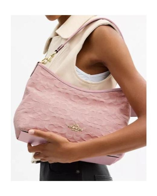 COACH Pink Laurel Zipper Shoulder Bag