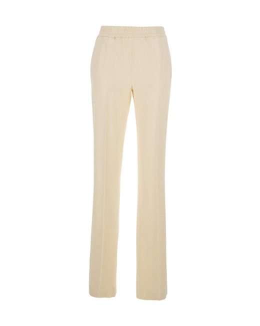 Twinset Natural Elastic-Waistband Flared Trousers