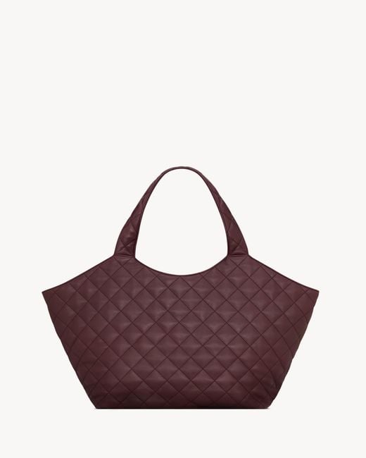 Saint Laurent Purple Icare Quilted Medium Tote Bag