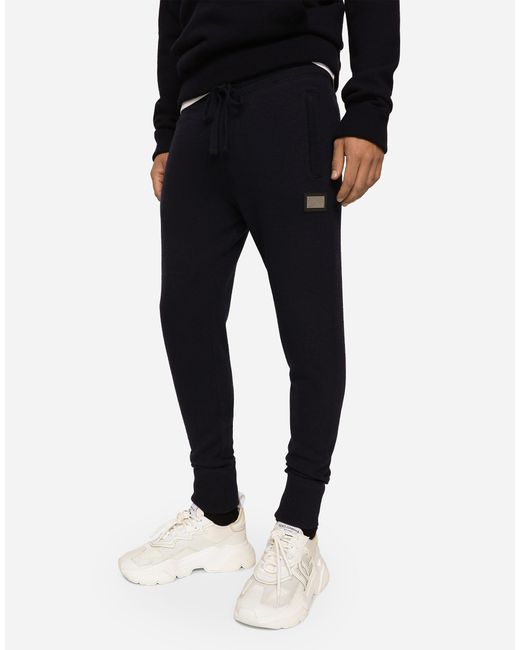 Dolce & Gabbana Blue Knitted Jogging Pants for men