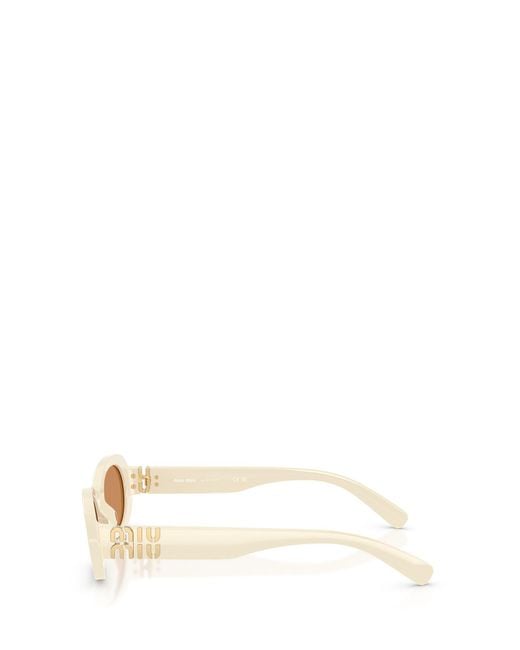 Miu Miu White Eyewear Oval Frame Full Rim Sunglasses
