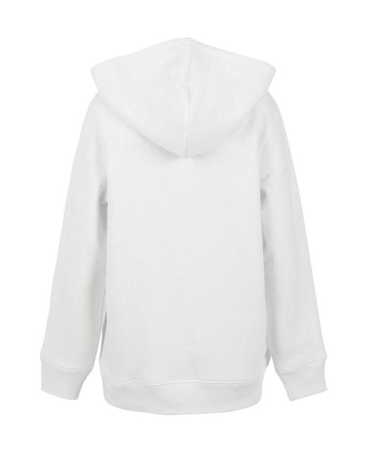 Burberry White Logo Embroidered Hoodie