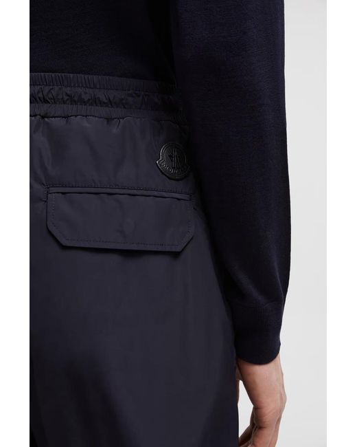 Moncler Blue Logo Patch Drawstring Trousers for men