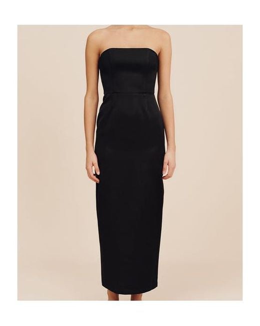 Posse Black Strapless Bow Detail Midi Dress