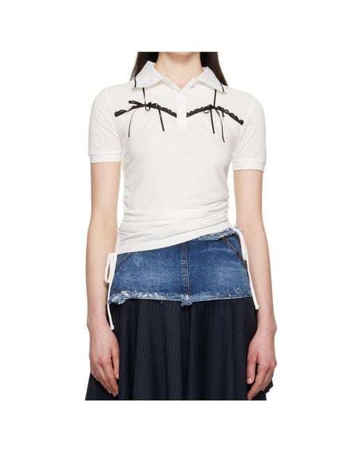 ANDERSSON BELL White Bow-Detail Polo Top
