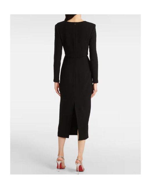 Roland Mouret Black Wool Crêpe Midi Dress