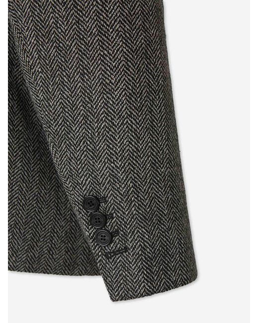 DSquared² Green Herringbone-Pattern Blazer for men