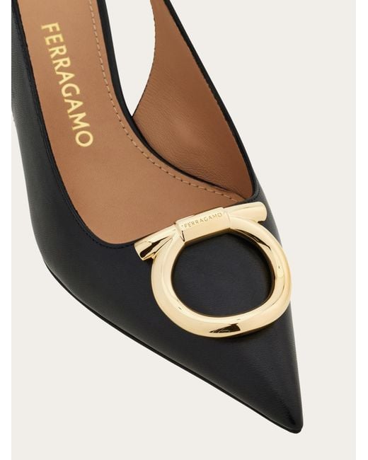 Ferragamo Brown Maxi Gancini Slingback Pump