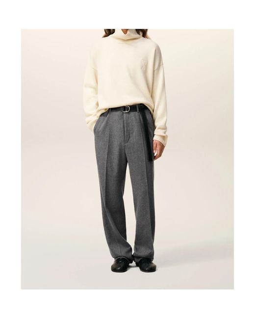 AMI Gray Wide Leg Pants for men