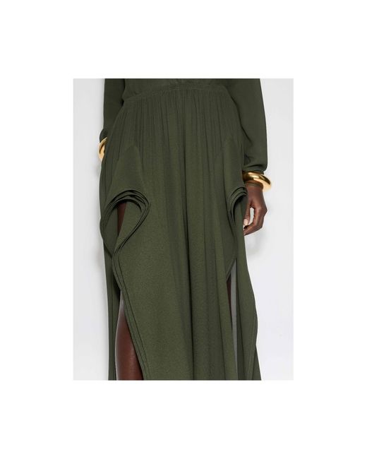 Alaïa Green Alaïa Georgette Ruffle Pants