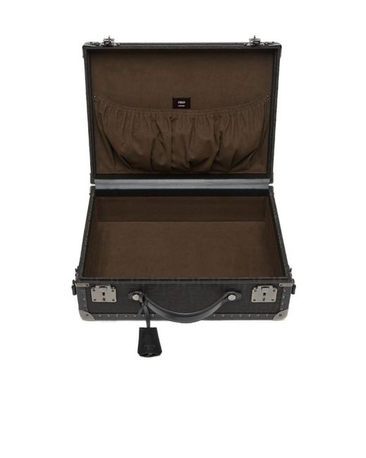 Fendi Black Ff Fabric Suitcase for men