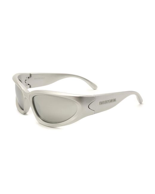 Balenciaga White Eyewear Swift Oval Sunglasses for men