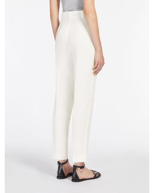Max Mara White Canvas Carrot-Fit Trousers