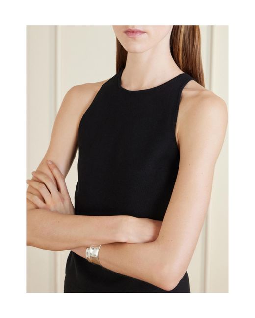 Carolina Herrera Black Cropped Ribbed-Knit Jersey Tank