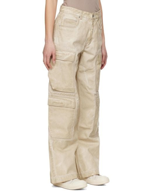 Rick Owens Natural Hollywood Double Cargo Jeans