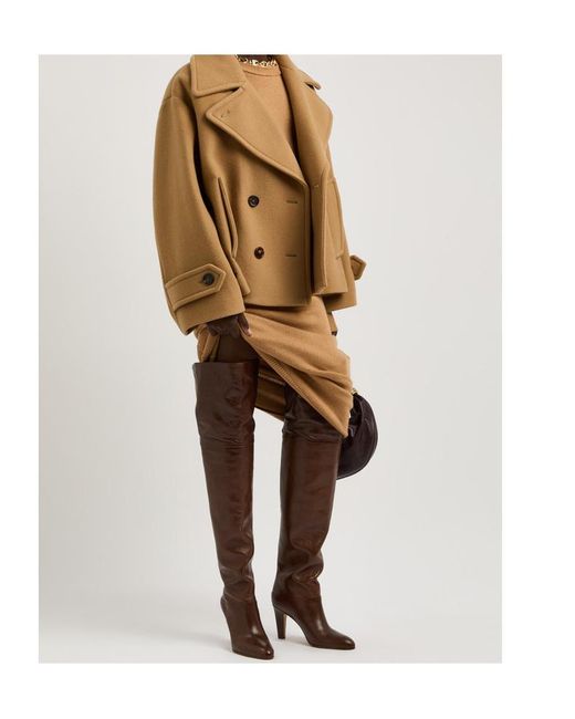 Chloé Brown Eve 90 Glossed-Leather Over-The-Knee Boots